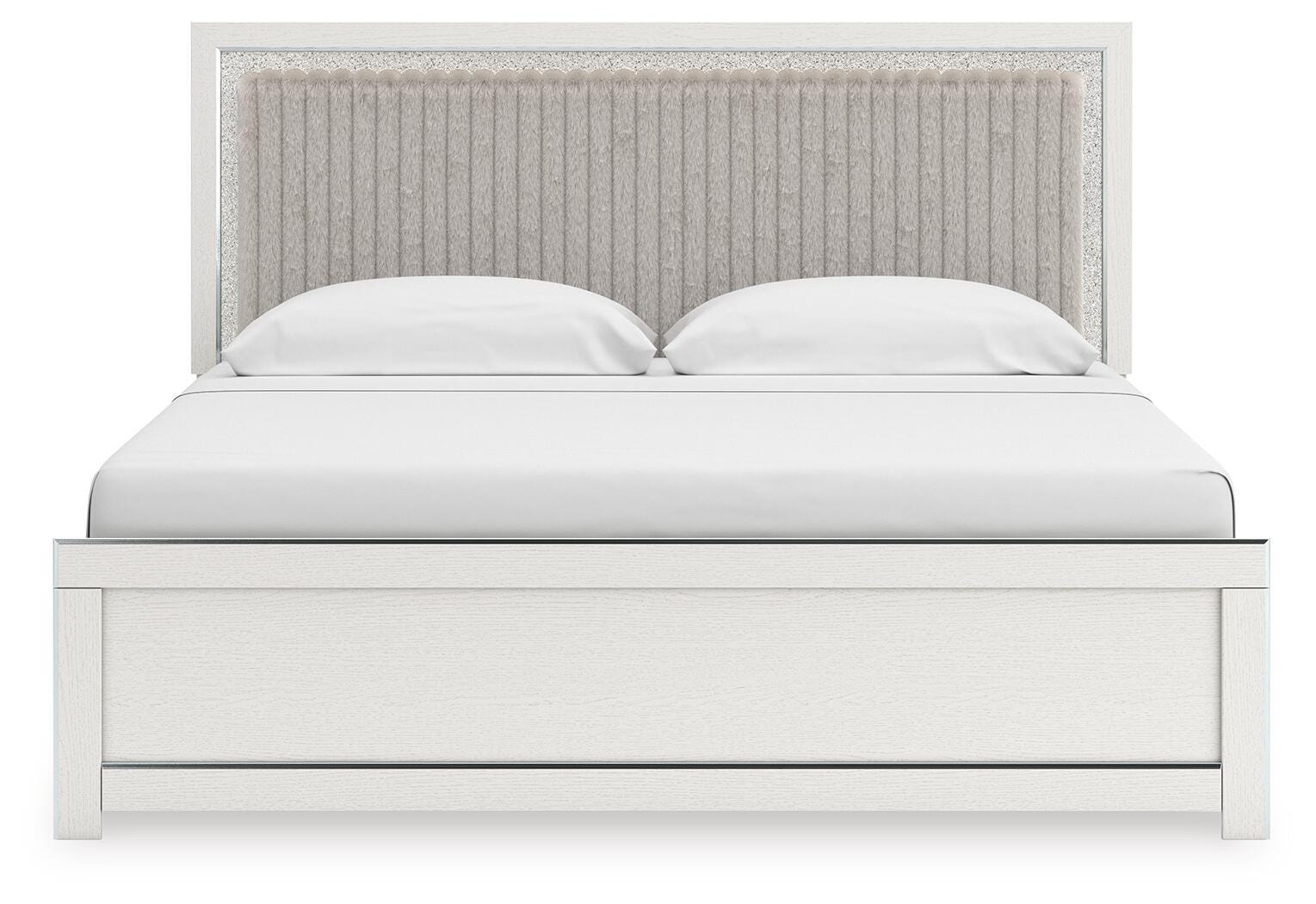 Birmonton White King Upholstered Panel Platform Bed - Ornate Home