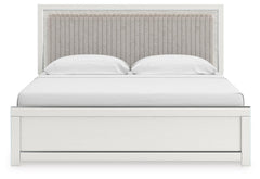 Birmonton White King Upholstered Panel Platform Bed - Ornate Home
