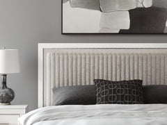 Birmonton White King Upholstered Panel Platform Bed - Ornate Home