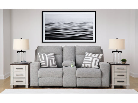 Biscoe Pewter Power Reclining Loveseat w/ Console - Ornate Home