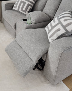 Biscoe Pewter Power Reclining Loveseat w/ Console - Ornate Home