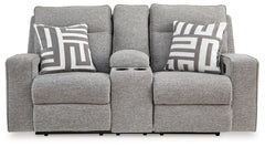 Biscoe Pewter Power Reclining Loveseat w/ Console - Ornate Home