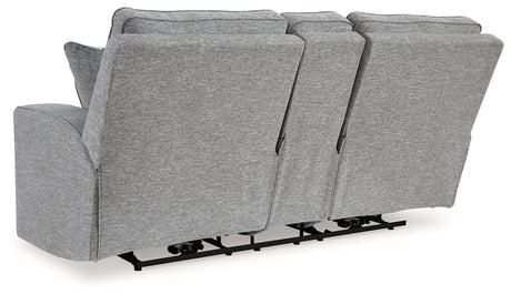 Biscoe Pewter Power Reclining Loveseat w/ Console - Ornate Home