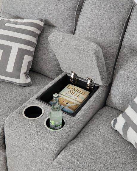 Biscoe Pewter Power Reclining Loveseat w/ Console - Ornate Home