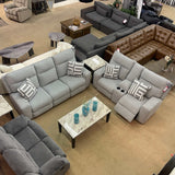 Biscoe Pewter Power Reclining Loveseat w/ Console - Ornate Home