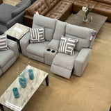 Biscoe Pewter Power Reclining Loveseat w/ Console - Ornate Home