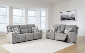 Biscoe Pewter Power Reclining Sofa and Loveseat (Online Special Price) - Ornate Home