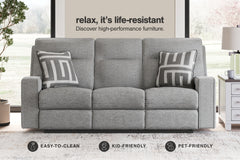 Biscoe Pewter Power Reclining Sofa and Loveseat - Ornate Home