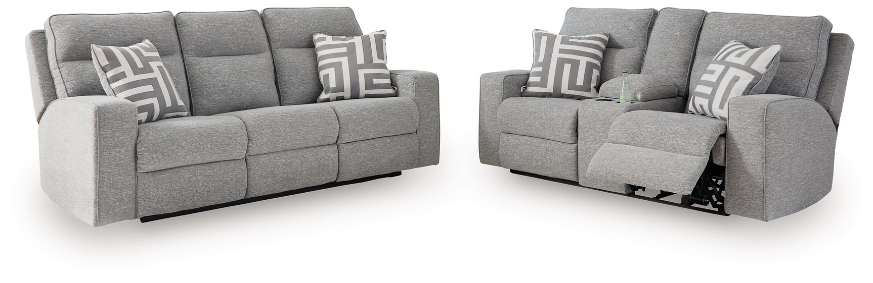 Biscoe Pewter Power Reclining Sofa and Loveseat - Ornate Home