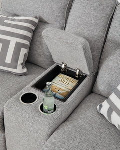 Biscoe Pewter Power Reclining Sofa and Loveseat - Ornate Home