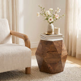 Bisel White & Walnut Side Table - Ornate Home