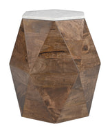 Bisel White & Walnut Side Table - Ornate Home