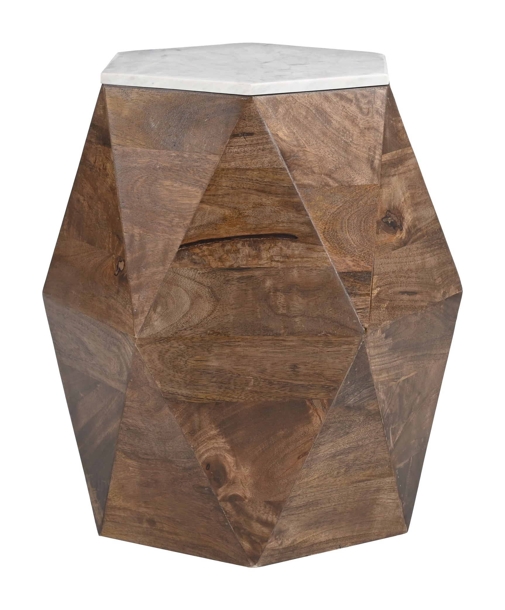 Bisel White & Walnut Side Table - Ornate Home