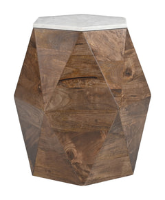 Bisel White & Walnut Side Table - Ornate Home