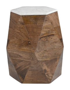 Bisel White & Walnut Side Table - Ornate Home