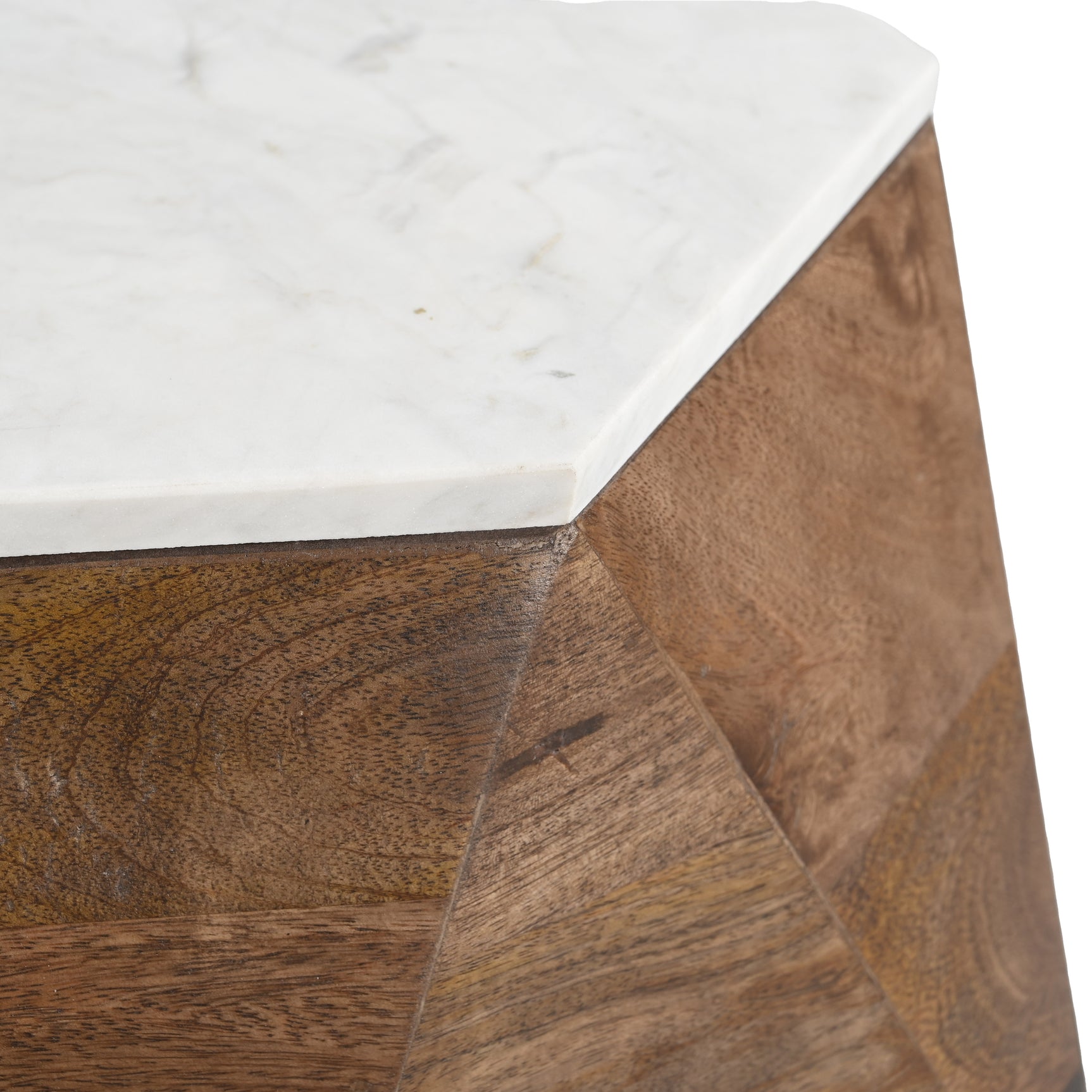 Bisel White & Walnut Side Table - Ornate Home