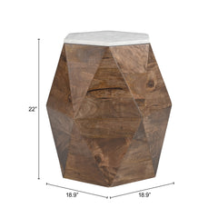 Bisel White & Walnut Side Table - Ornate Home