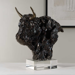 Bison Bronze Bust Sculpture - Ornate Home