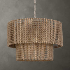 Biswas Brass Woven Jute 1 Light Pendant - Ornate Home