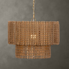 Biswas Brass Woven Jute 1 Light Pendant - Ornate Home