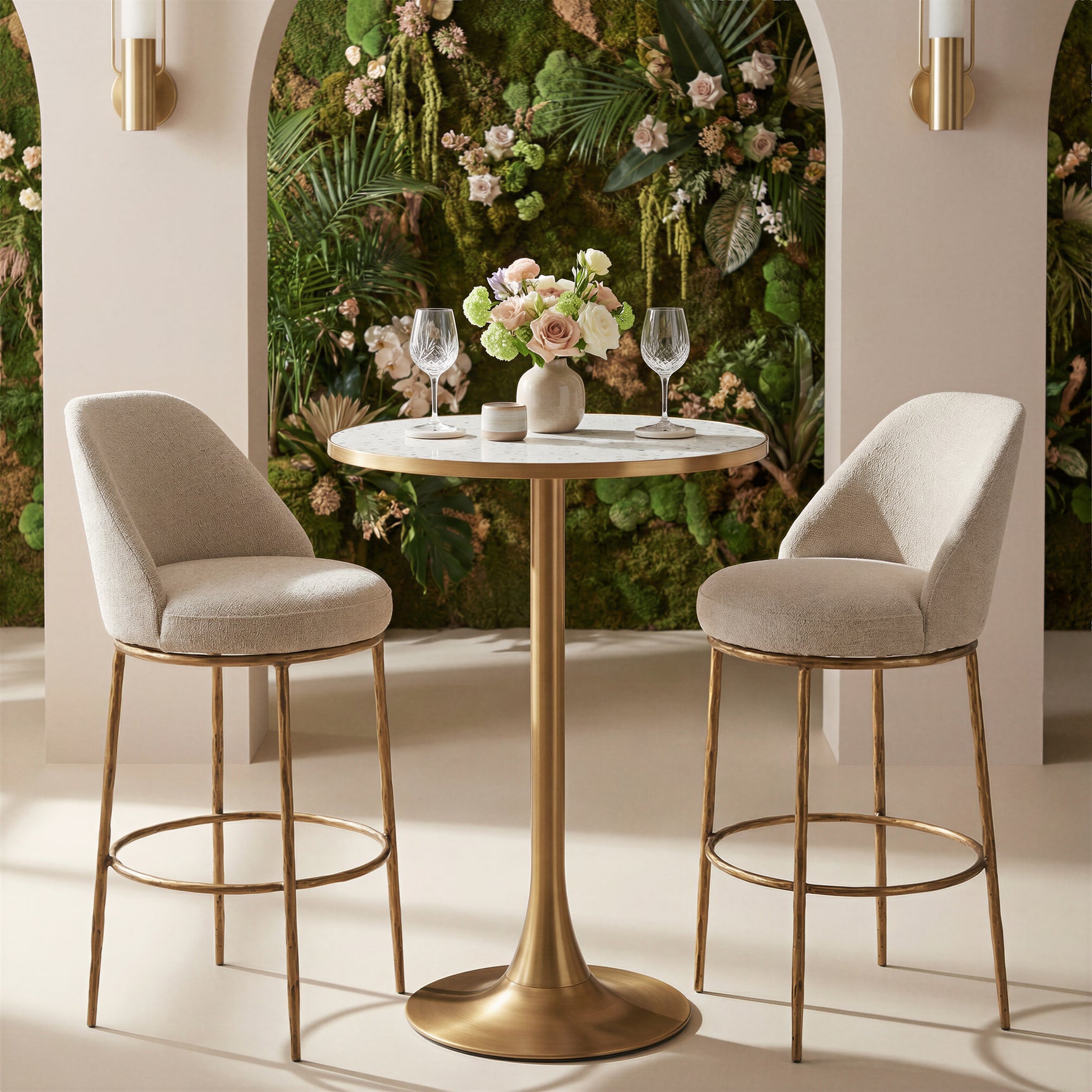 Bite Beige & Gold Bar Table - Ornate Home