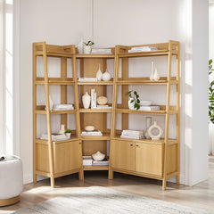 Bixby Oak 3 Piece Corner Bookshelf Set With Wide and Narrow Bookshelves - Ornate Home