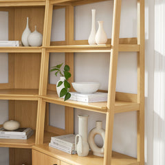 Bixby Oak 3 Piece Corner Bookshelf Set With Wide and Narrow Bookshelves - Ornate Home