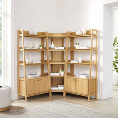 Bixby Oak 3-Piece Corner Bookshelf Set with Wide Bookshelves - Ornate Home