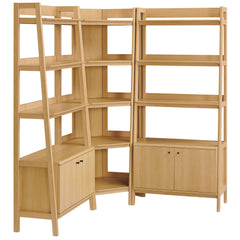 Bixby Oak 3-Piece Corner Bookshelf Set with Wide Bookshelves - Ornate Home