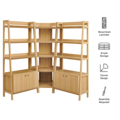 Bixby Oak 3-Piece Corner Bookshelf Set with Wide Bookshelves - Ornate Home