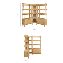 Bixby Oak 3-Piece Corner Bookshelf Set with Wide Bookshelves - Ornate Home