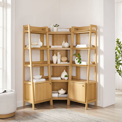 Bixby Oak 3-piece Corner Bookshelf Set with Narrow Bookshelves - Ornate Home