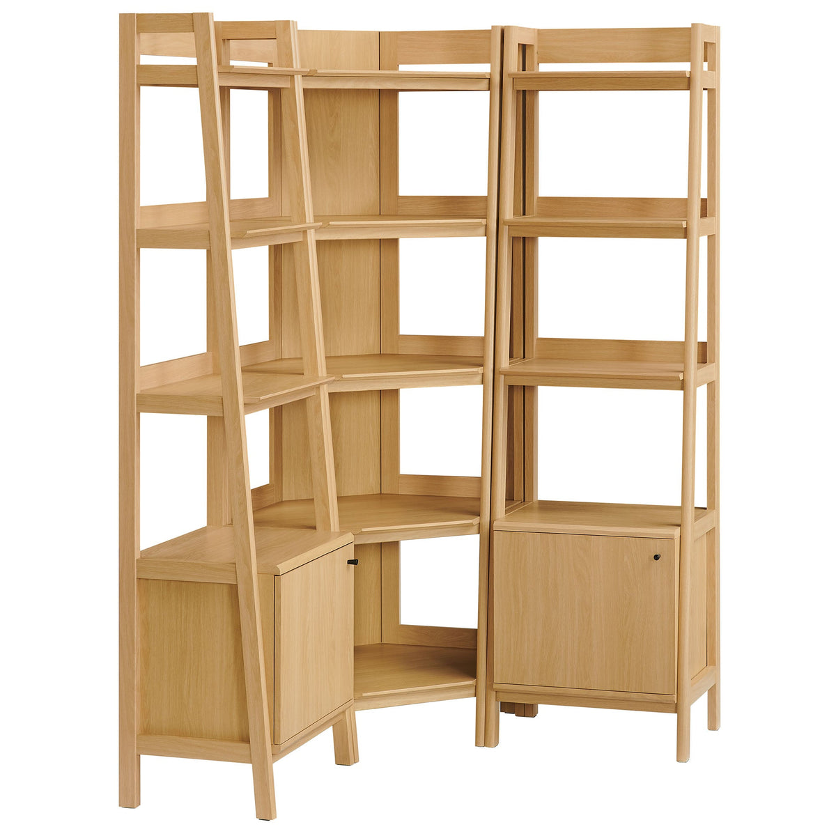 Bixby Oak 3-piece Corner Bookshelf Set with Narrow Bookshelves - Ornate Home