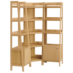 Bixby Oak 3-piece Corner Bookshelf Set with Narrow Bookshelves - Ornate Home