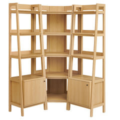 Bixby Oak 3-piece Corner Bookshelf Set with Narrow Bookshelves - Ornate Home