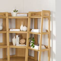 Bixby Oak 3-piece Corner Bookshelf Set with Narrow Bookshelves - Ornate Home
