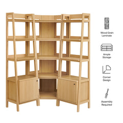 Bixby Oak 3-piece Corner Bookshelf Set with Narrow Bookshelves - Ornate Home