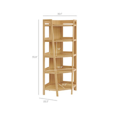 Bixby Oak 71 Inch Corner Bookshelf - Ornate Home