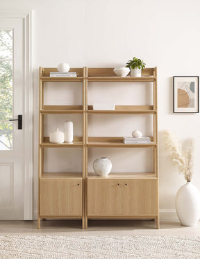 Bixby Oak Wood Bookshelves (Set of 2) - Ornate Home