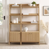 Bixby Oak Wood Bookshelves (Set of 2) - Ornate Home