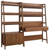Bixby Walnut 2-Piece Wood Office Desk and Bookshelf - 18.5x81.5" - Ornate Home