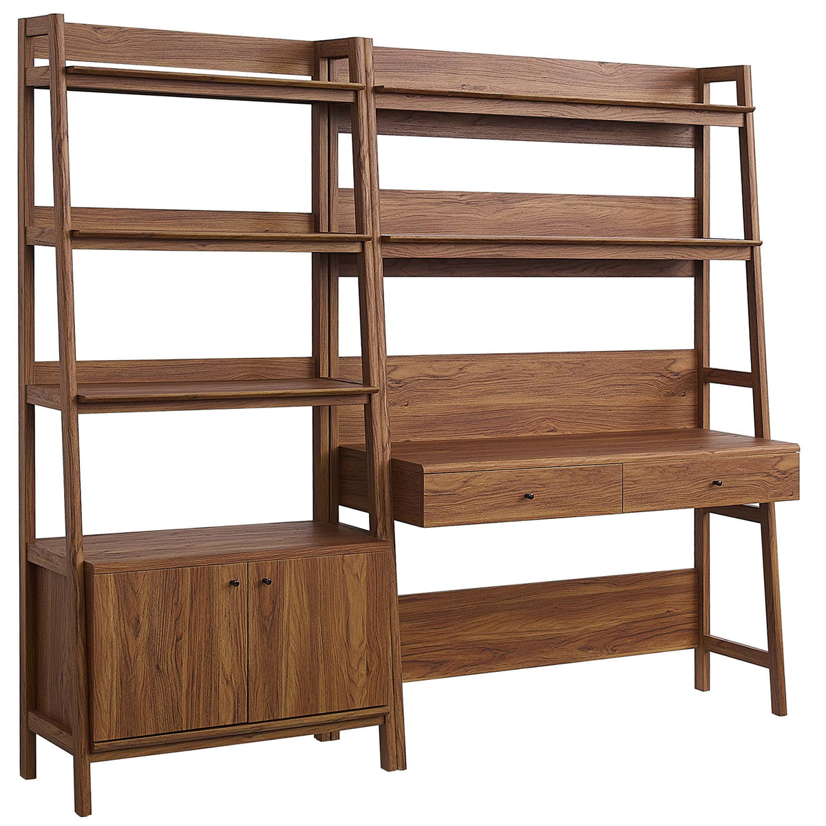 Bixby Walnut 2-Piece Wood Office Desk and Bookshelf - 18.5x81.5" - Ornate Home