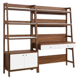 Bixby Walnut 2-Piece Wood Office Desk and Bookshelf - 18.5x81.5" - Ornate Home