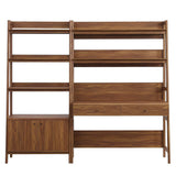 Bixby Walnut 2-Piece Wood Office Desk and Bookshelf - 18.5x81.5" - Ornate Home