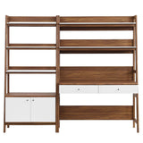 Bixby Walnut 2-Piece Wood Office Desk and Bookshelf - 18.5x81.5" - Ornate Home