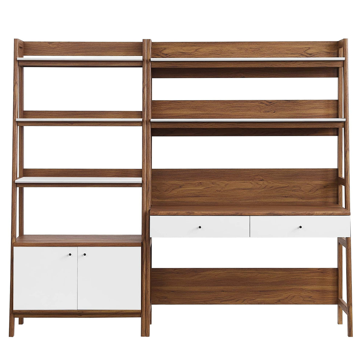 Bixby Walnut 2-Piece Wood Office Desk and Bookshelf - 18.5x81.5" - Ornate Home