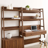Bixby Walnut 2-Piece Wood Office Desk and Bookshelf - 18.5x81.5" - Ornate Home