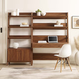 Bixby Walnut 2-Piece Wood Office Desk and Bookshelf - 18.5x81.5" - Ornate Home