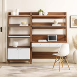 Bixby Walnut 2-Piece Wood Office Desk and Bookshelf - 18.5x81.5" - Ornate Home