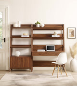 Bixby Walnut 2-Piece Wood Office Desk and Bookshelf - 18.5x81.5" - Ornate Home